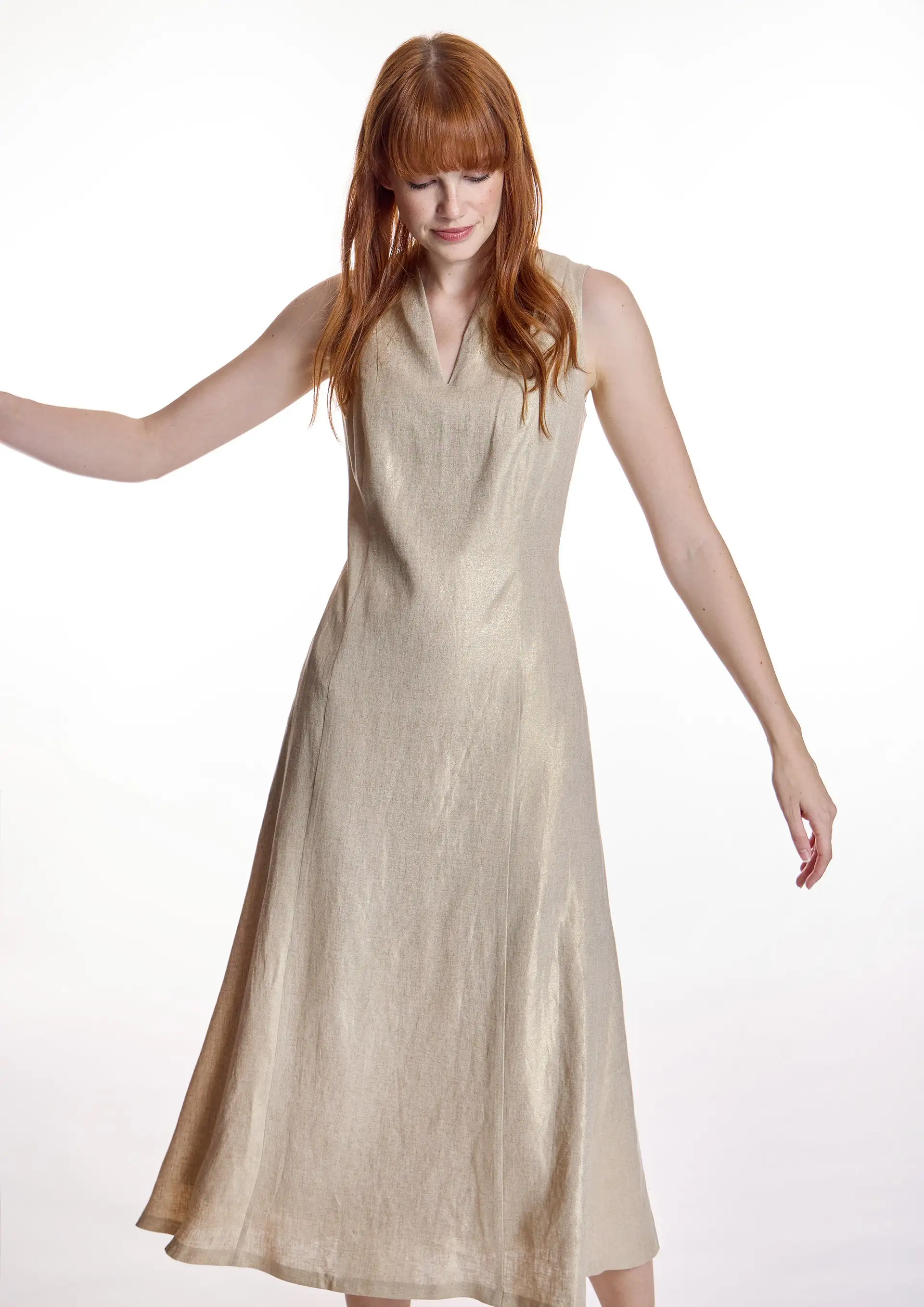 Vestido ALBA CONDE midi oro - Imagen 5