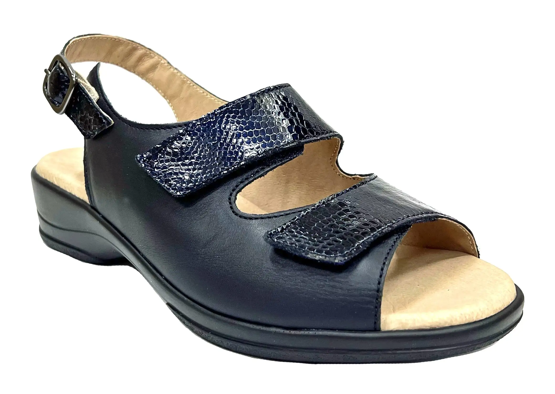 Flex&Go 61D SD0576 Sandalia Milady Navy Mujer dos velcros