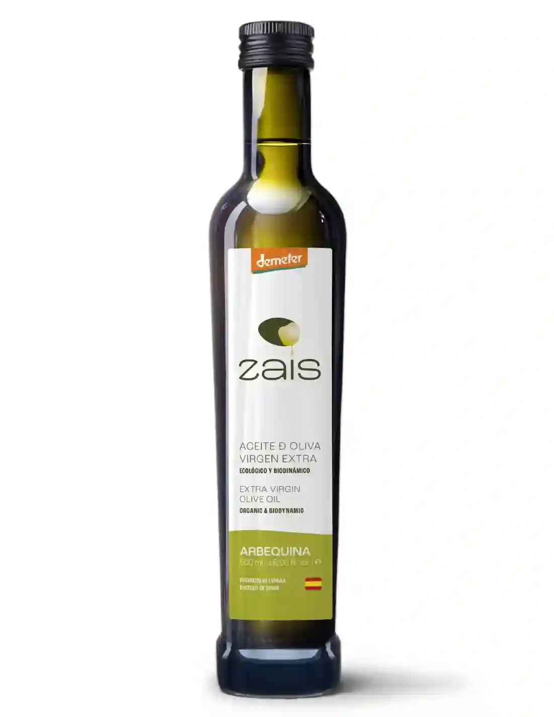 Zais Biodinámico Arbequina - Botella de vidrio 500 ml.
