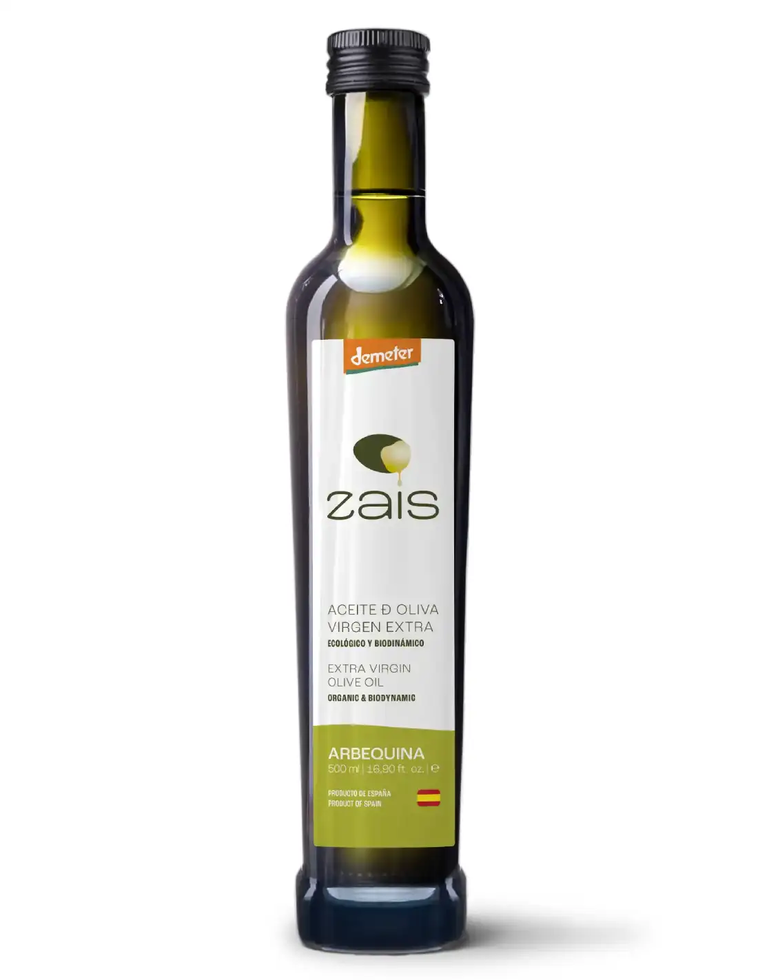 Zais Biodinámico Arbequina - Botella de vidrio 500 ml.