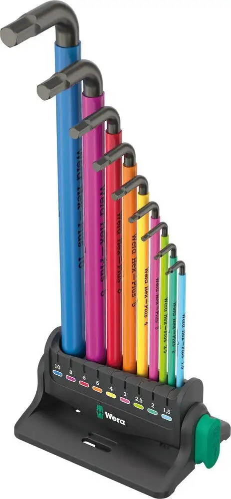 950/9 Hex-Plus Multicolour 3 Juego de llaves acodadas métricas, BlackLaser - 05133165001 - Wera