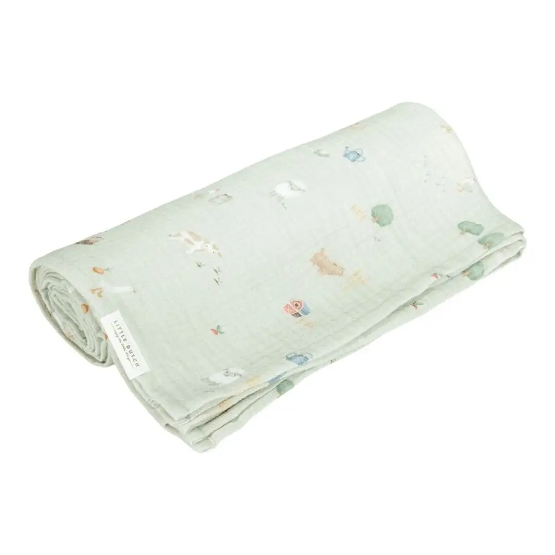 Muselina 120 x 120 tejido muslin Little Farm