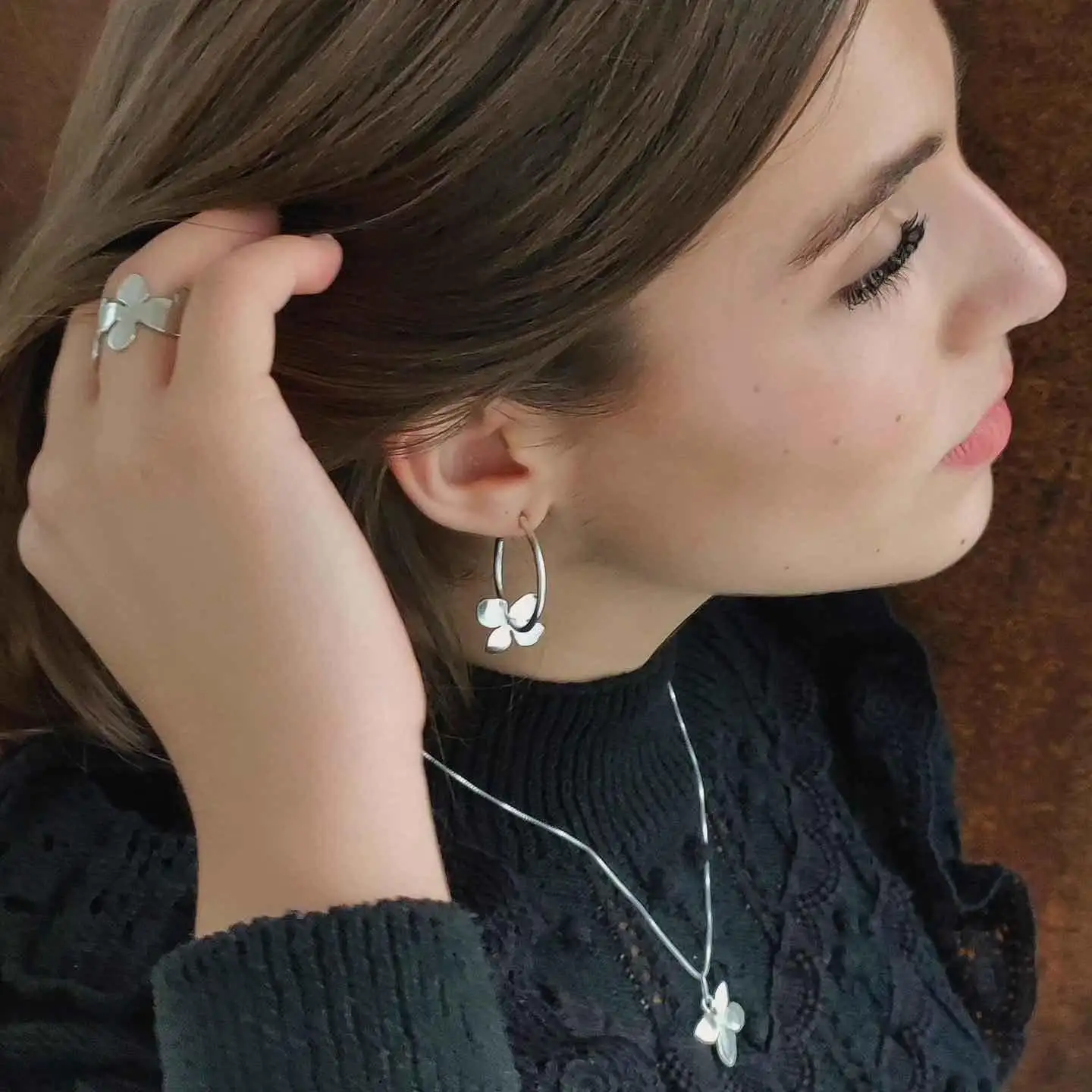 Pendientes Aros Hydrangea - Imagen 3