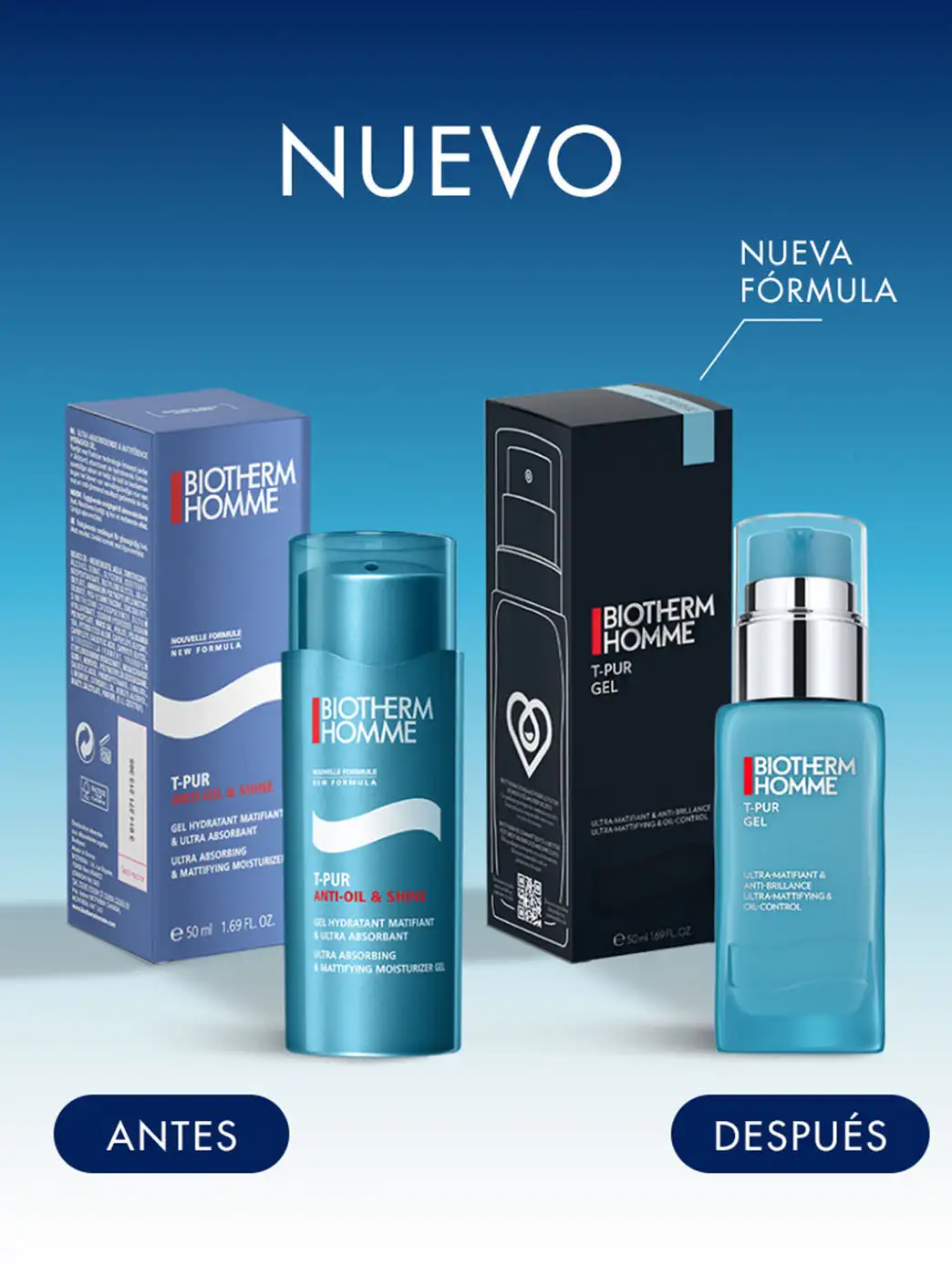 Homme t-pur moisturizing gel anti-imperfections and antibrillos - Image 2