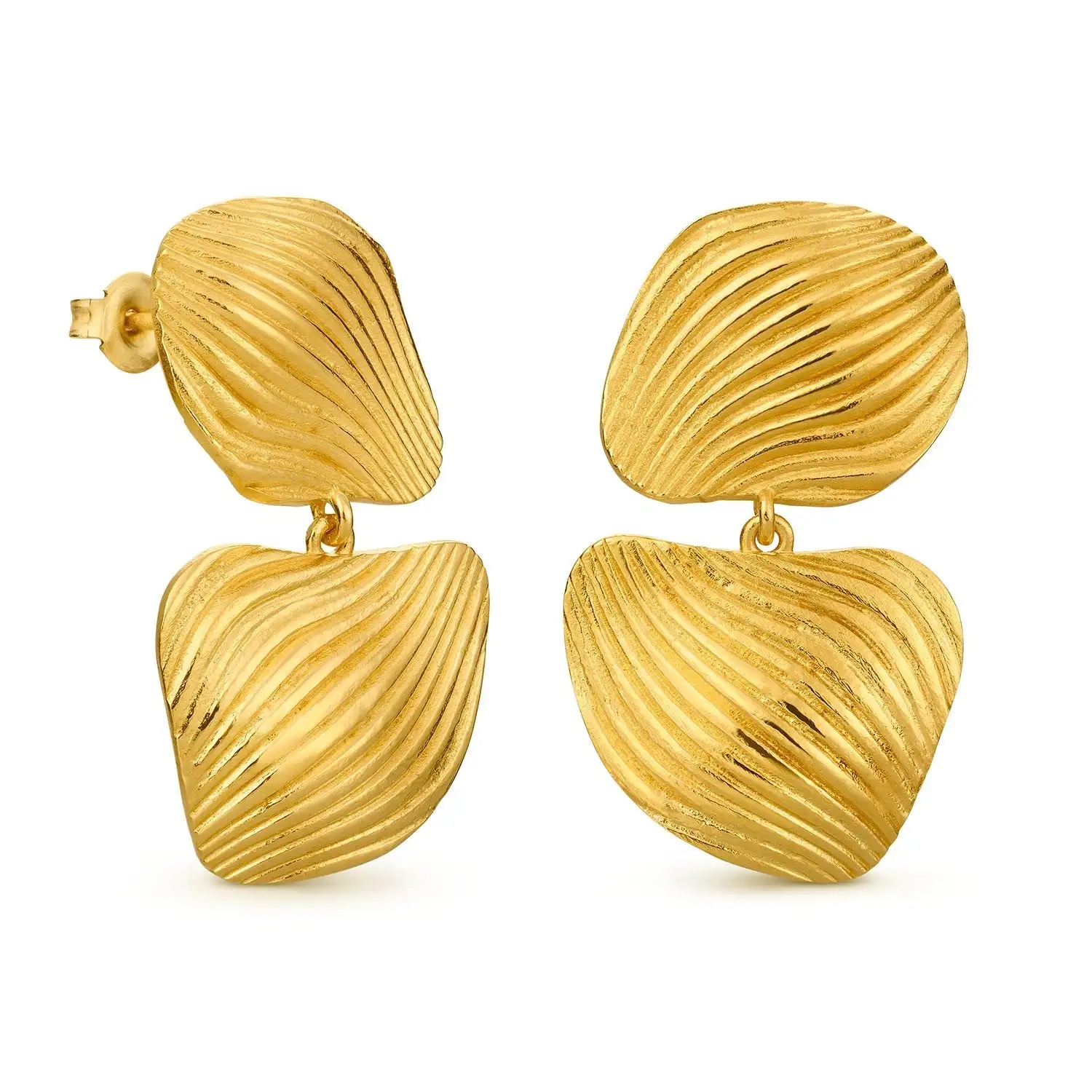 Pendientes largos dorados Onaria de Joidart - Imagen 4