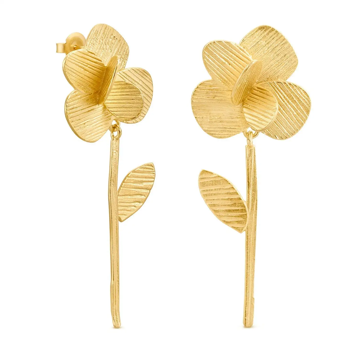 Pendientes flor dorados - Imagen 4