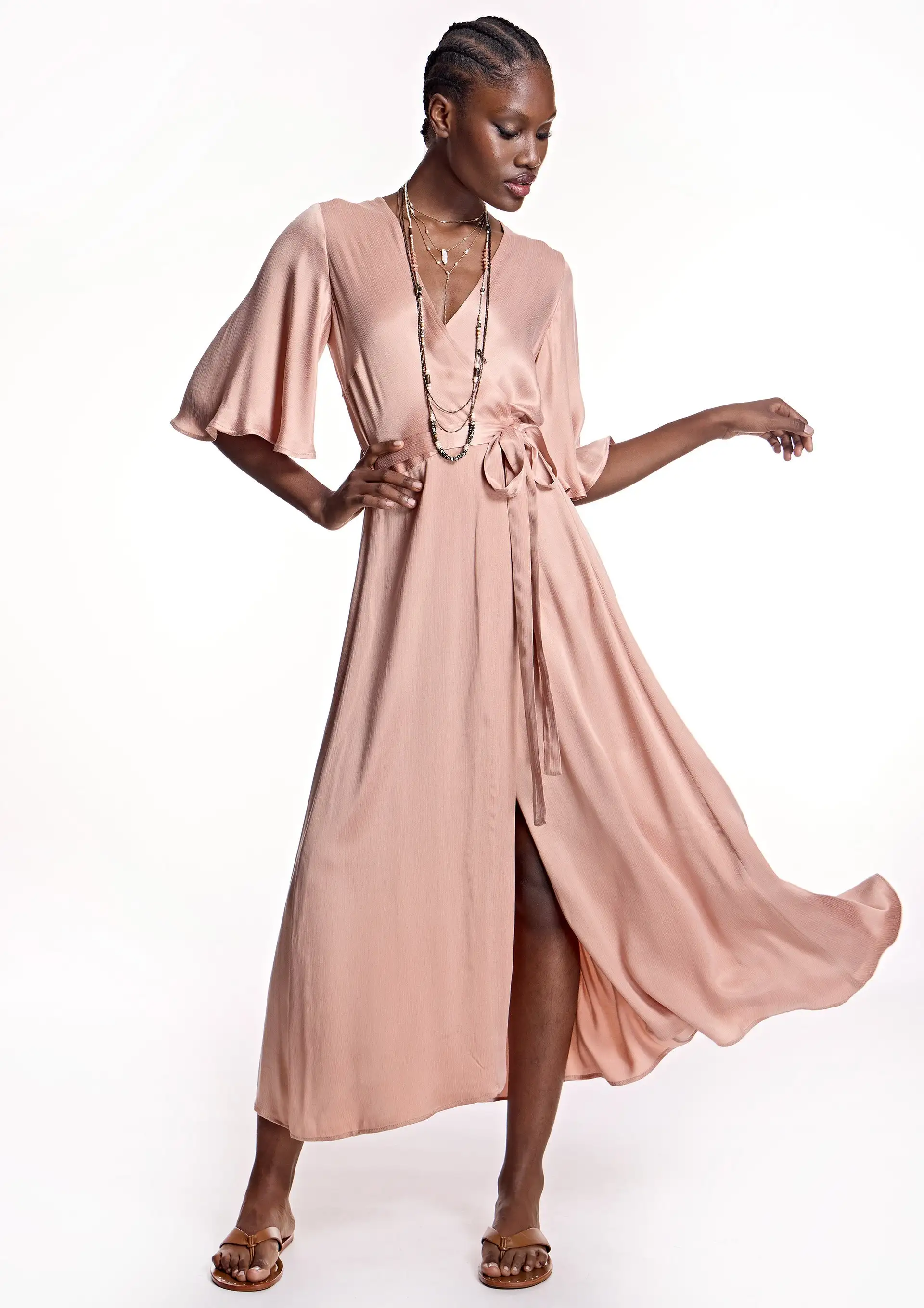 Vestido ALBA CONDE cruzado rosa - Imagen 3