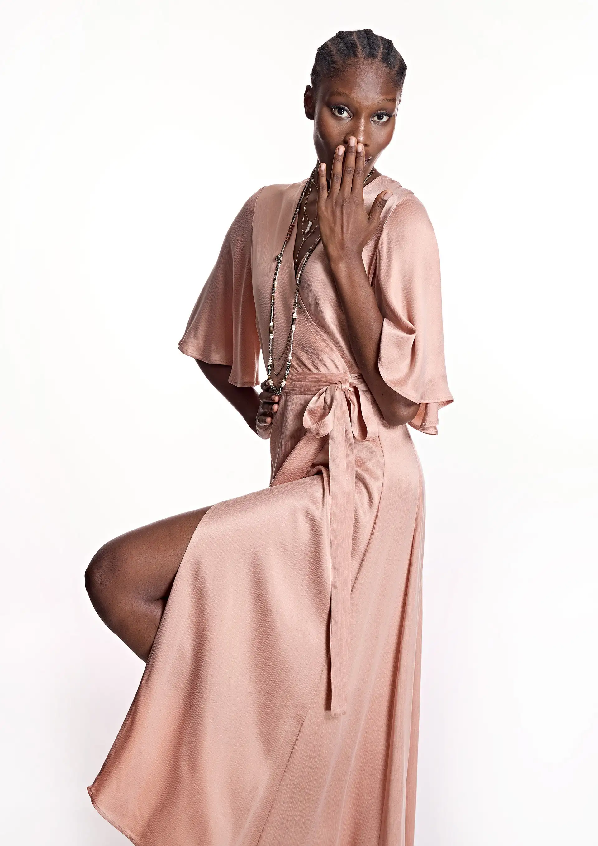 Vestido ALBA CONDE cruzado rosa - Imagen 4