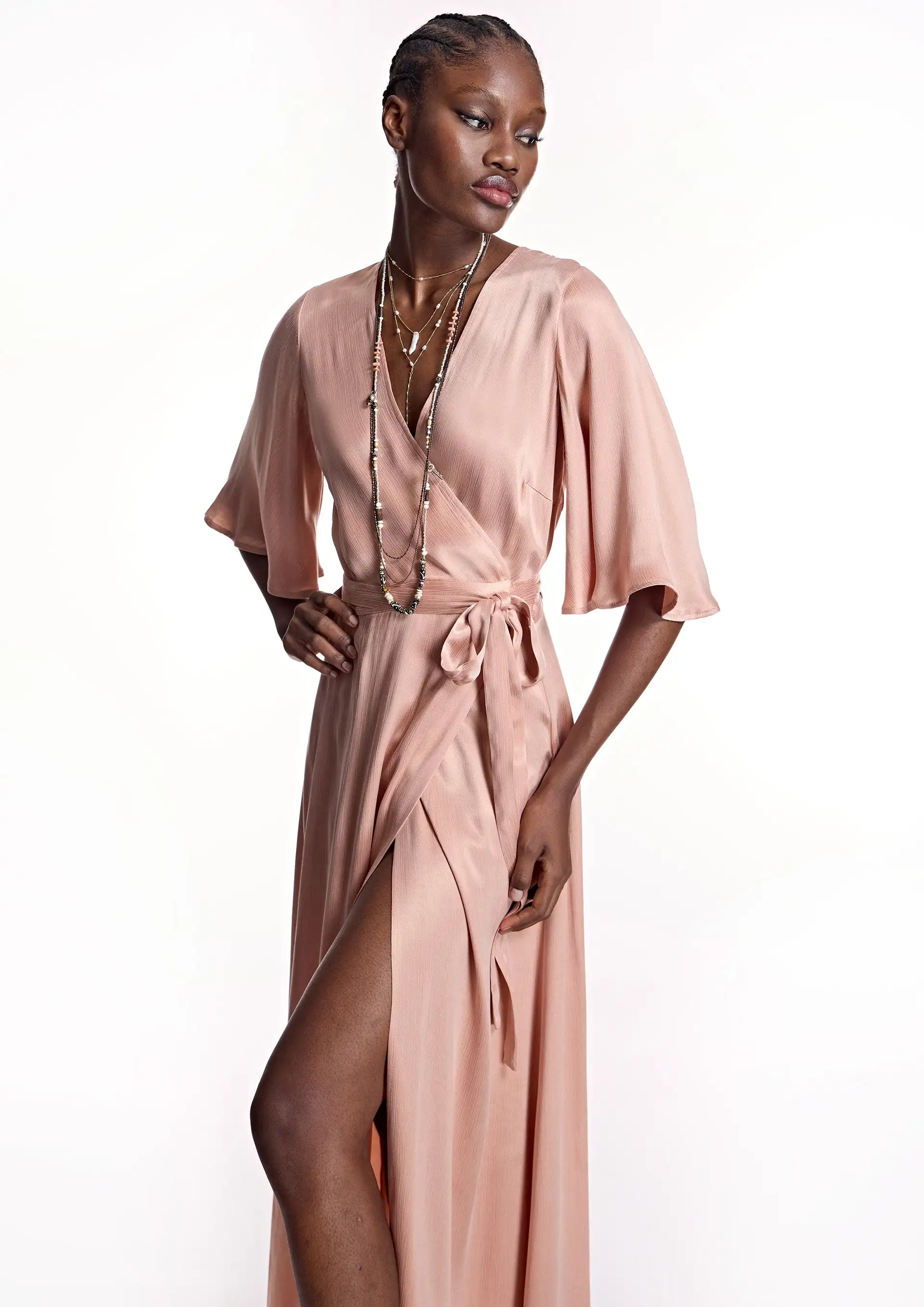 Vestido ALBA CONDE cruzado rosa - Imagen 5