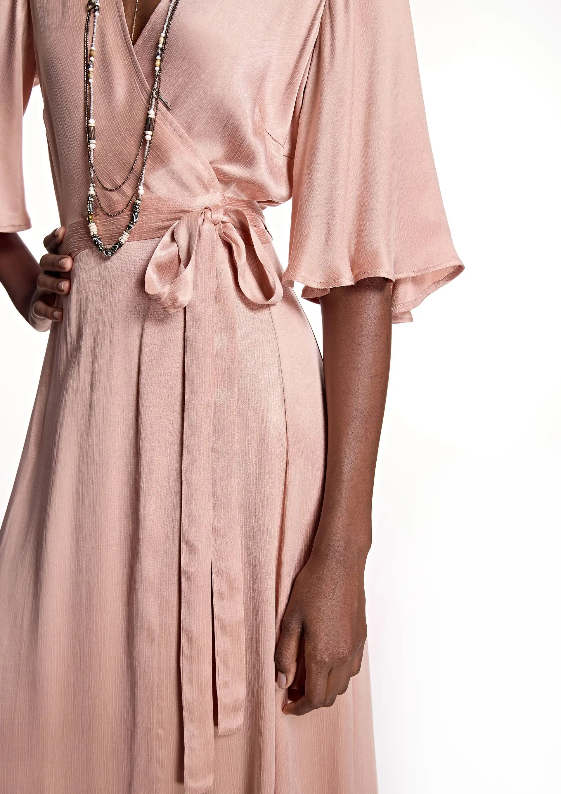 Vestido ALBA CONDE cruzado rosa - Imagen 6