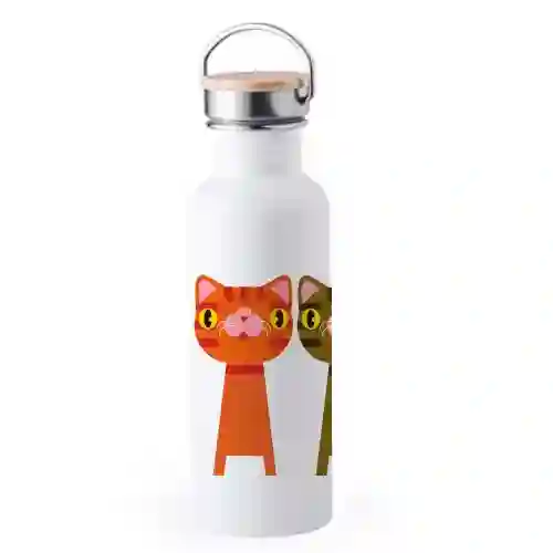 Botella metálica gatos