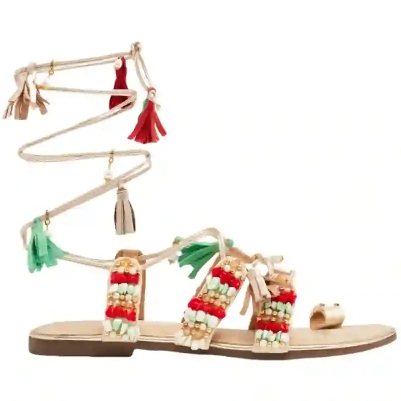 Sandalias con abalorios cuerdas pìel Nuba GIOSEPPO