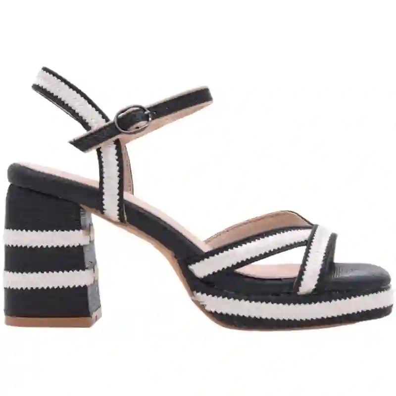 Sanalias Yute Tacón Combi Blanco y Negro Azarey