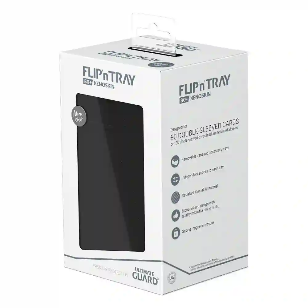 Flip'n'Tray Deck Case 80+ Tamaño Estándar XenoSkin Monocolor Negro. Ultimate Guard