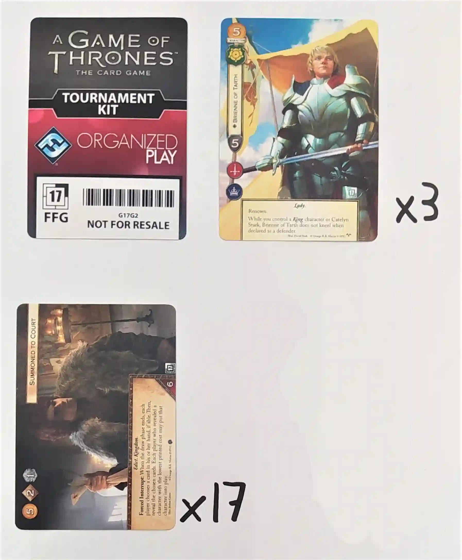 A Game of Thrones TCG - Tournament Kit Cards G17G2