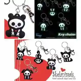 Kit (Cat) Llavero Skelanimals Brillante en la Oscuridad