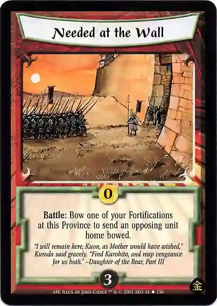 Needed at the wall