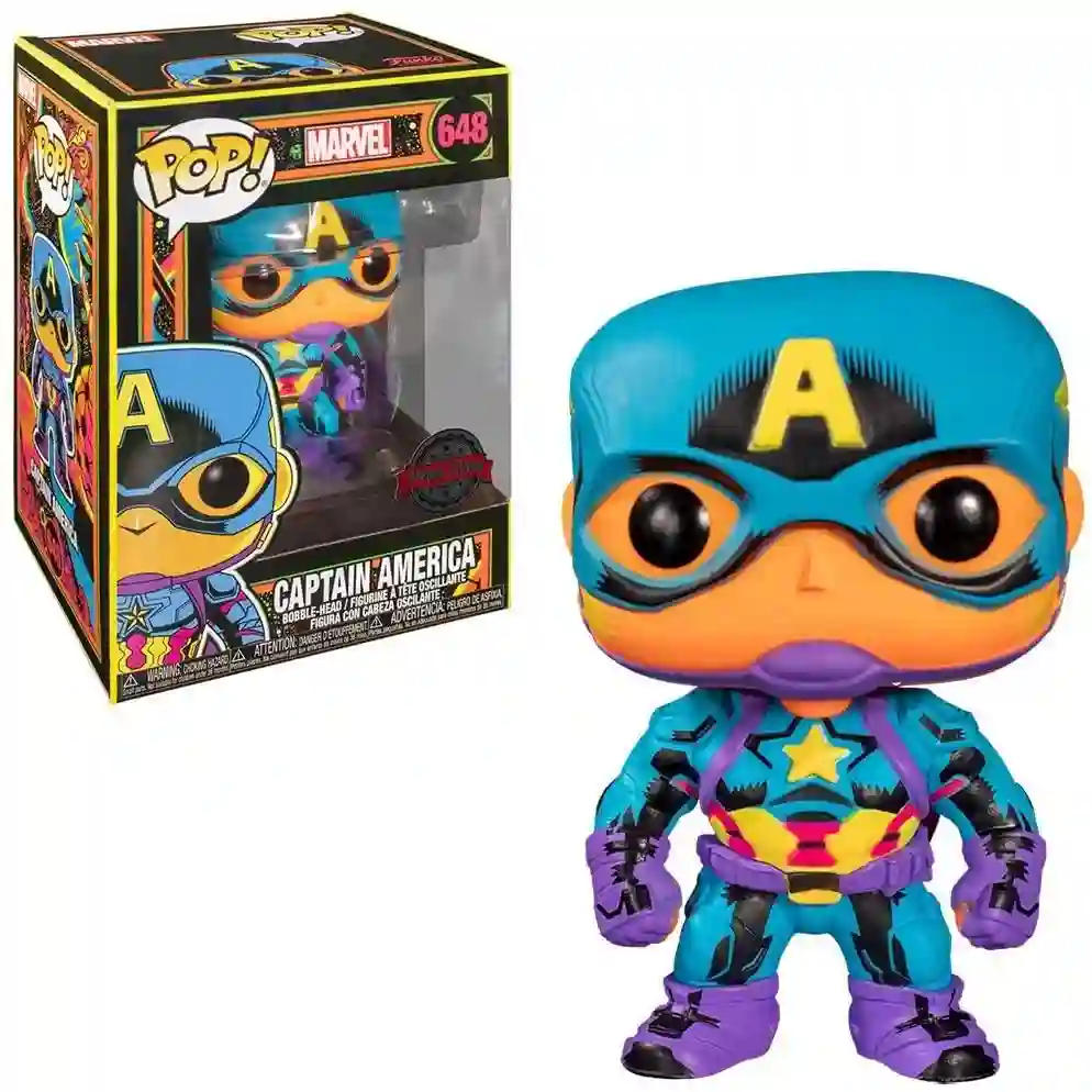 Funko Pop Capitán América. Marvel Black Light