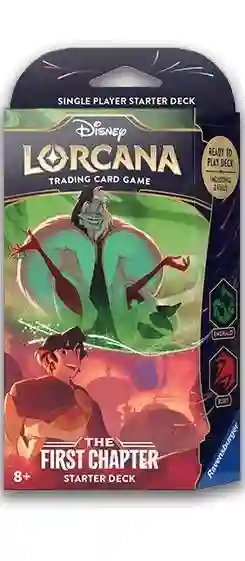 The First Chapter: Cruella / Aladdin - Emerald / Ruby Starter Deck LORCANA (Inglés)