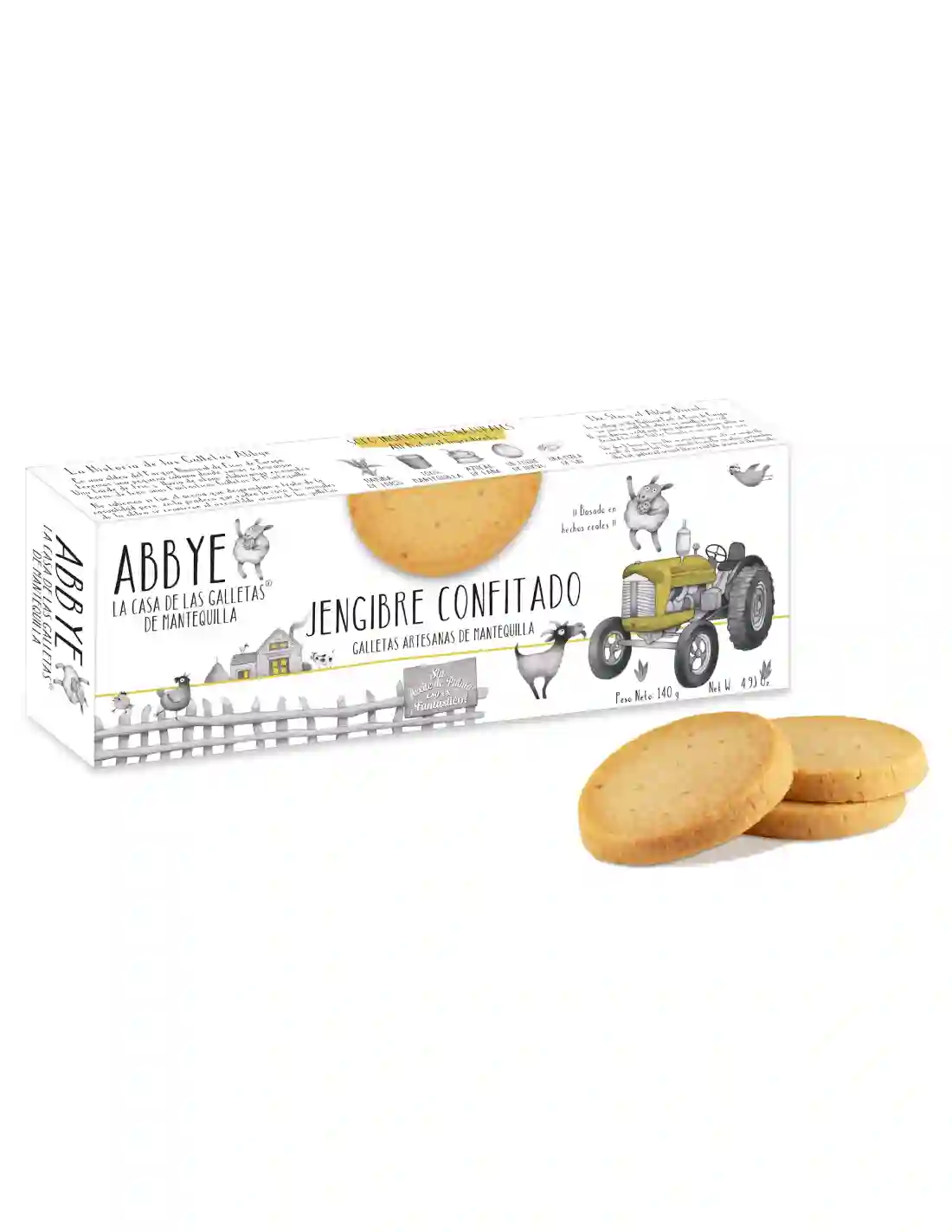 Abbye Biscuits Galletas de Mantequilla con Jengibre Confitado - Paquete 140 gr.