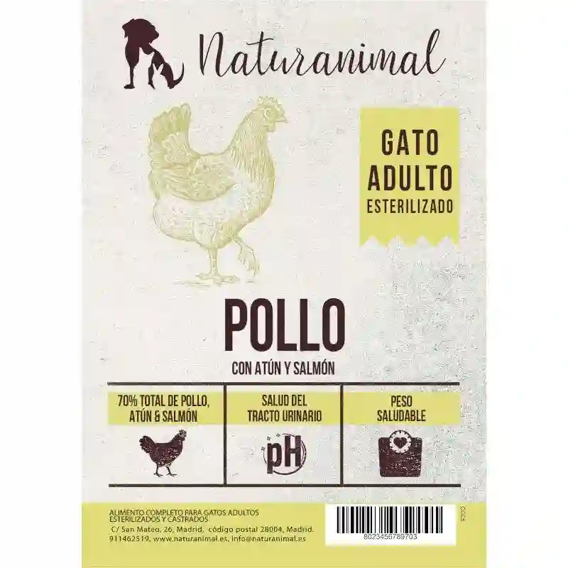 Naturanimal Receta de Pollo, Atún y Salmón para Gatos