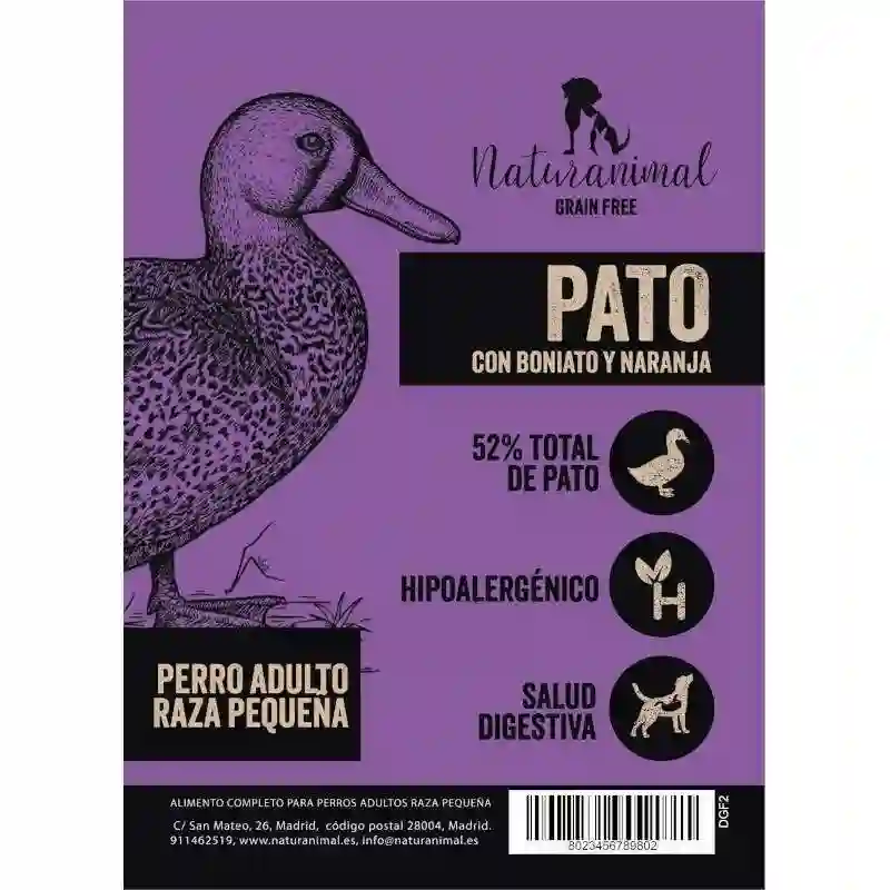 Receta de Naturanimal de Pato para Perros de Razas Pequeñas