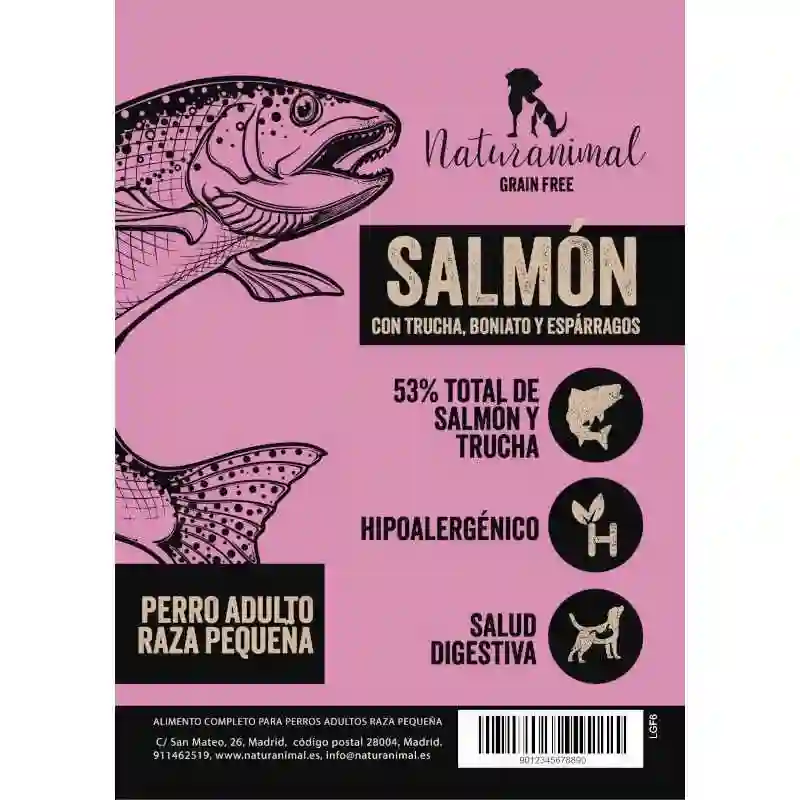 Receta de Salmón de Naturanimal para Perros de Razas Pequeñas