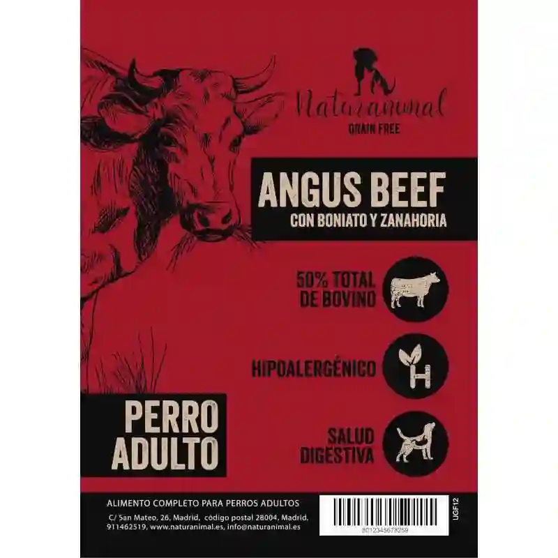 Naturanimal receta de ternera angus para perros