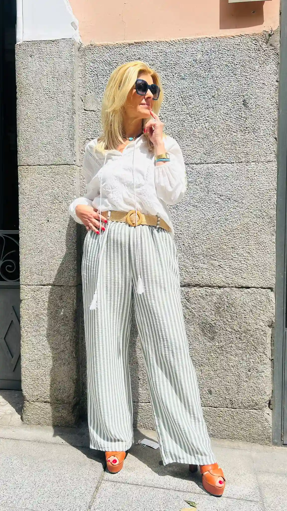 Vertical striped pants