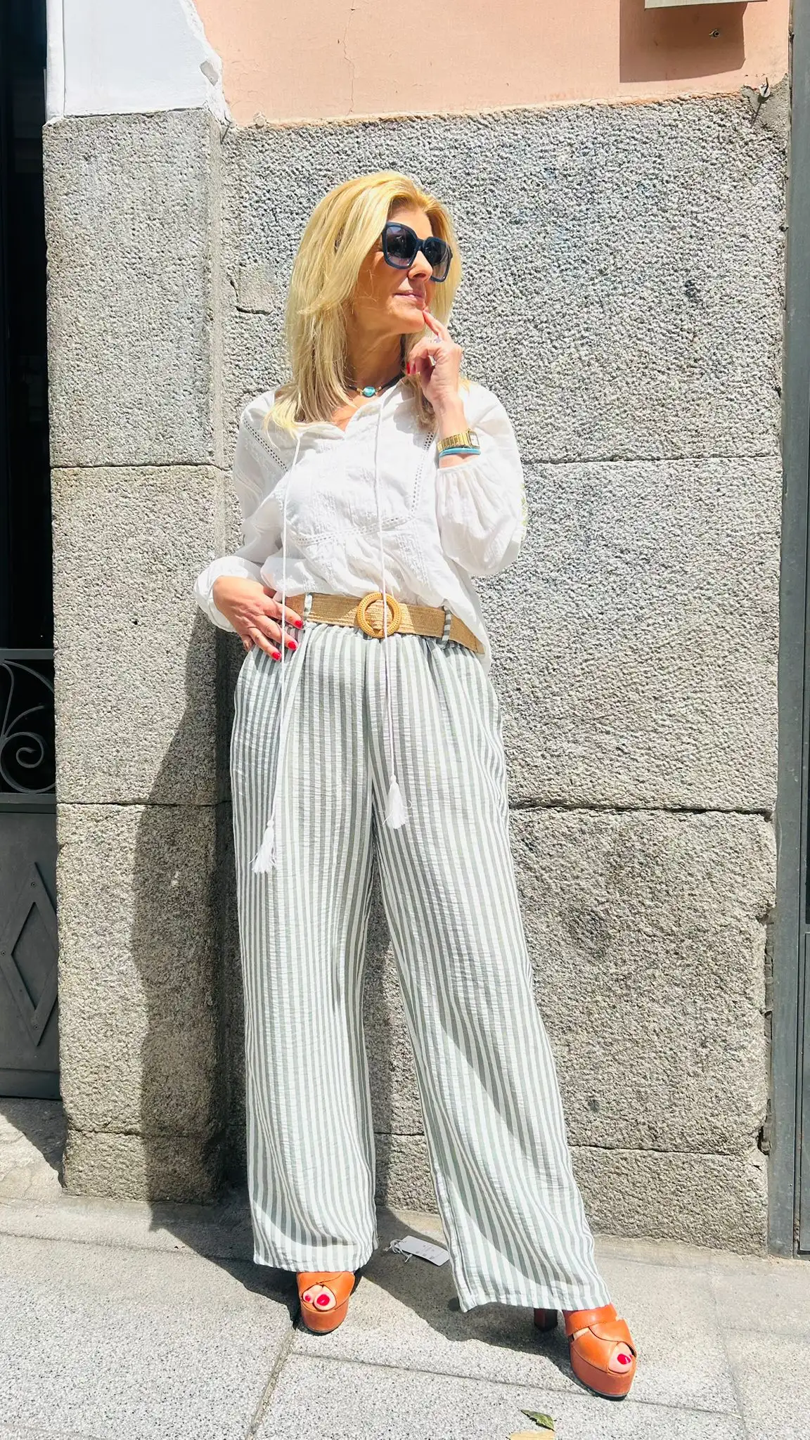 Vertical striped pants