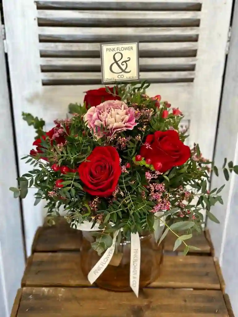 Jarrón Rosas y Clavel Antiqua
