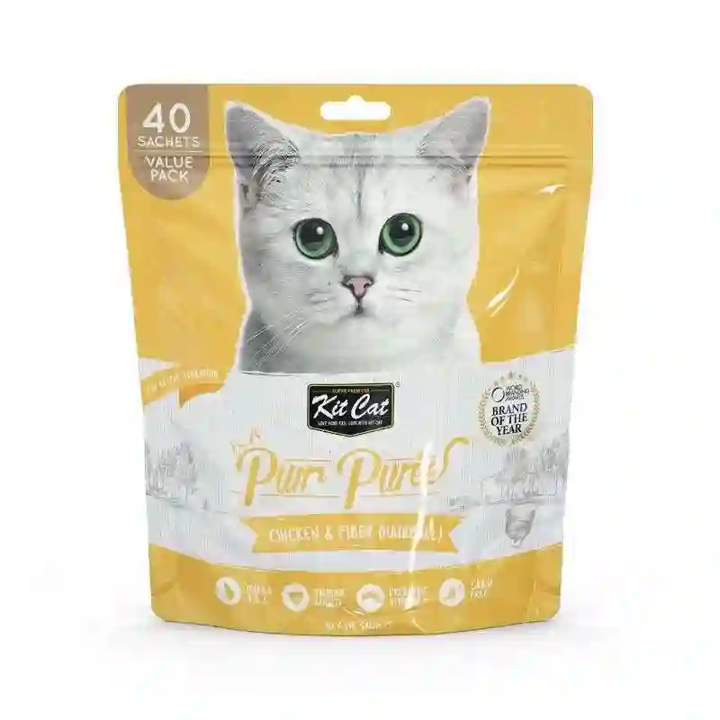 Kit Cat Purr Puree Value Pack Pollo & Fibra (Hairball) 40Uds