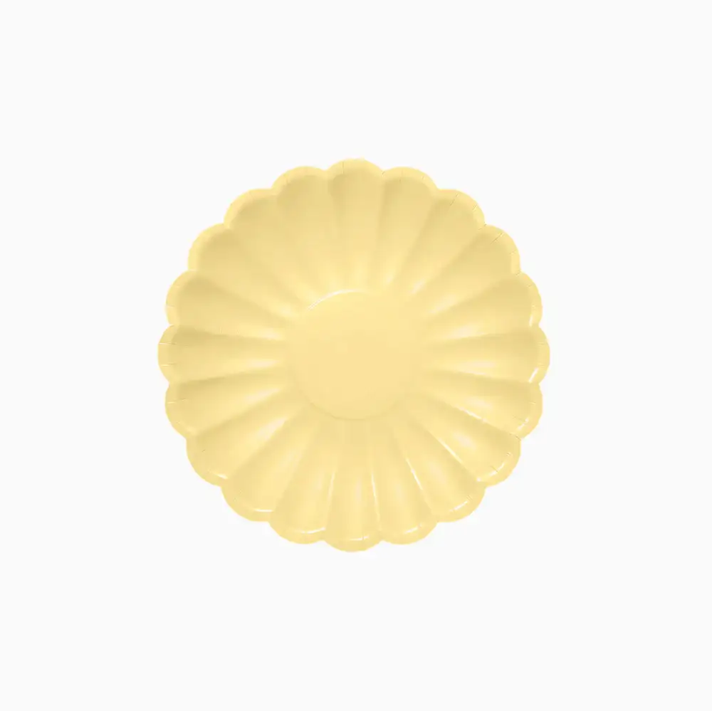 Large yellow undulating dishes - 8ud