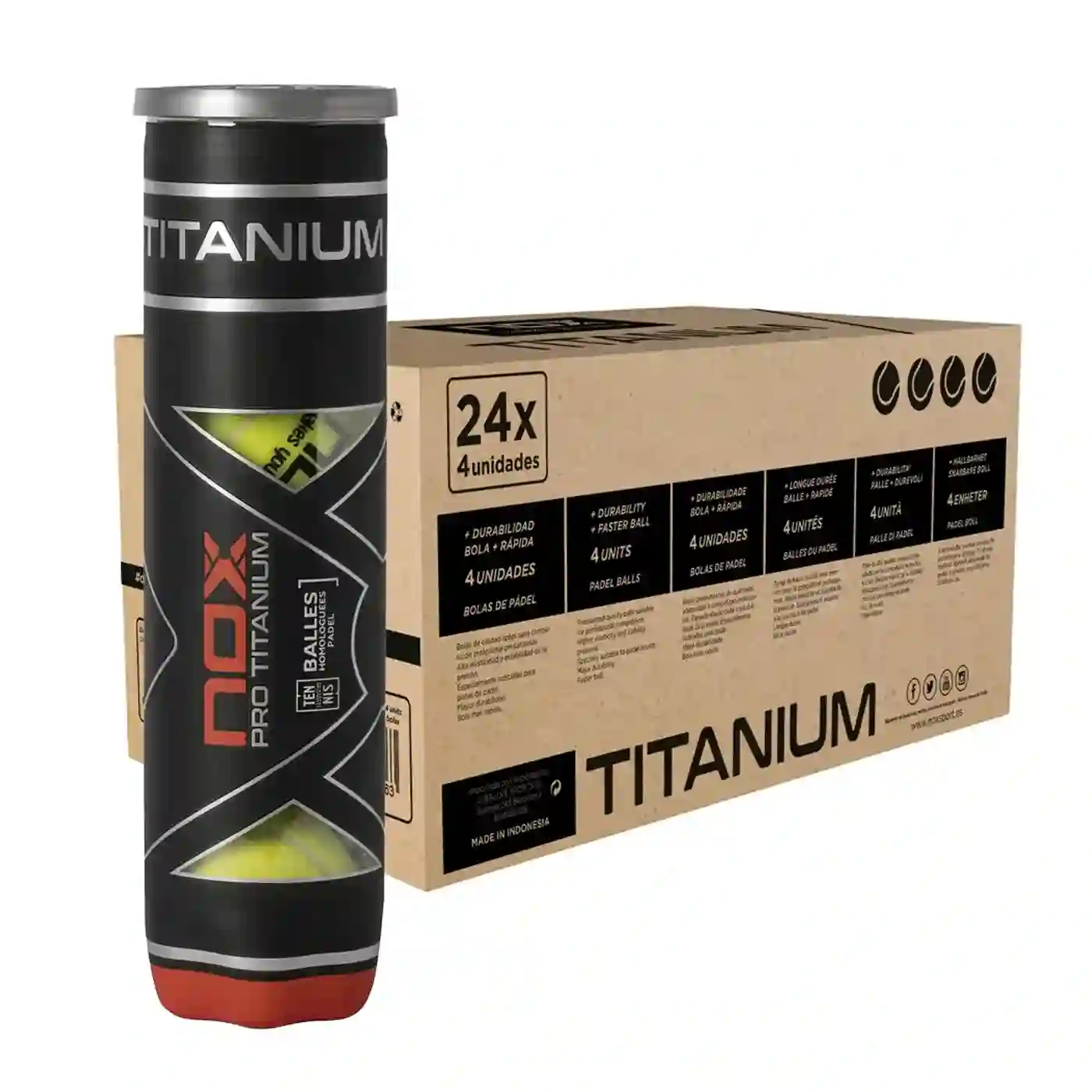 NOX DRAWER 24 BALLS OF 4 BALLS PADEL PRO TITANIUM
