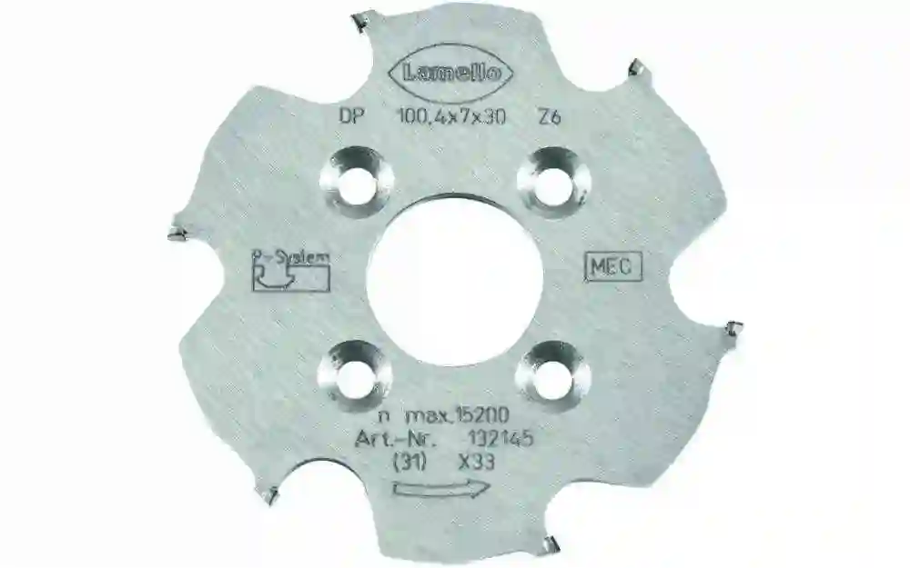 P-System fresa CNC, DP (diamante), Ø100.4×7×Ø30 mm, Z6, NL 4×Ø6.6×Ø48 mm Lamello