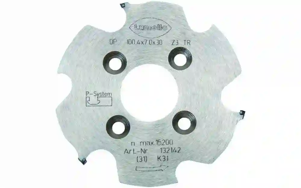 P-System fresa CNC, DP (diamante), Ø100.4x7xØ 30 mm, Z3, NL 4×Ø 6.6×Ø48 mm Lamello