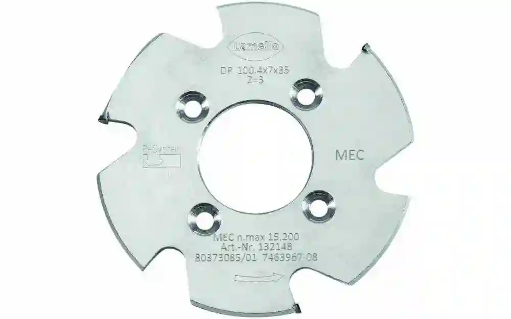 P-System fresa CNC, DP (diamante), Ø100.4×7×Ø35 mm, Z3, NL 4×Ø5.5×Ø50 mm Lamello