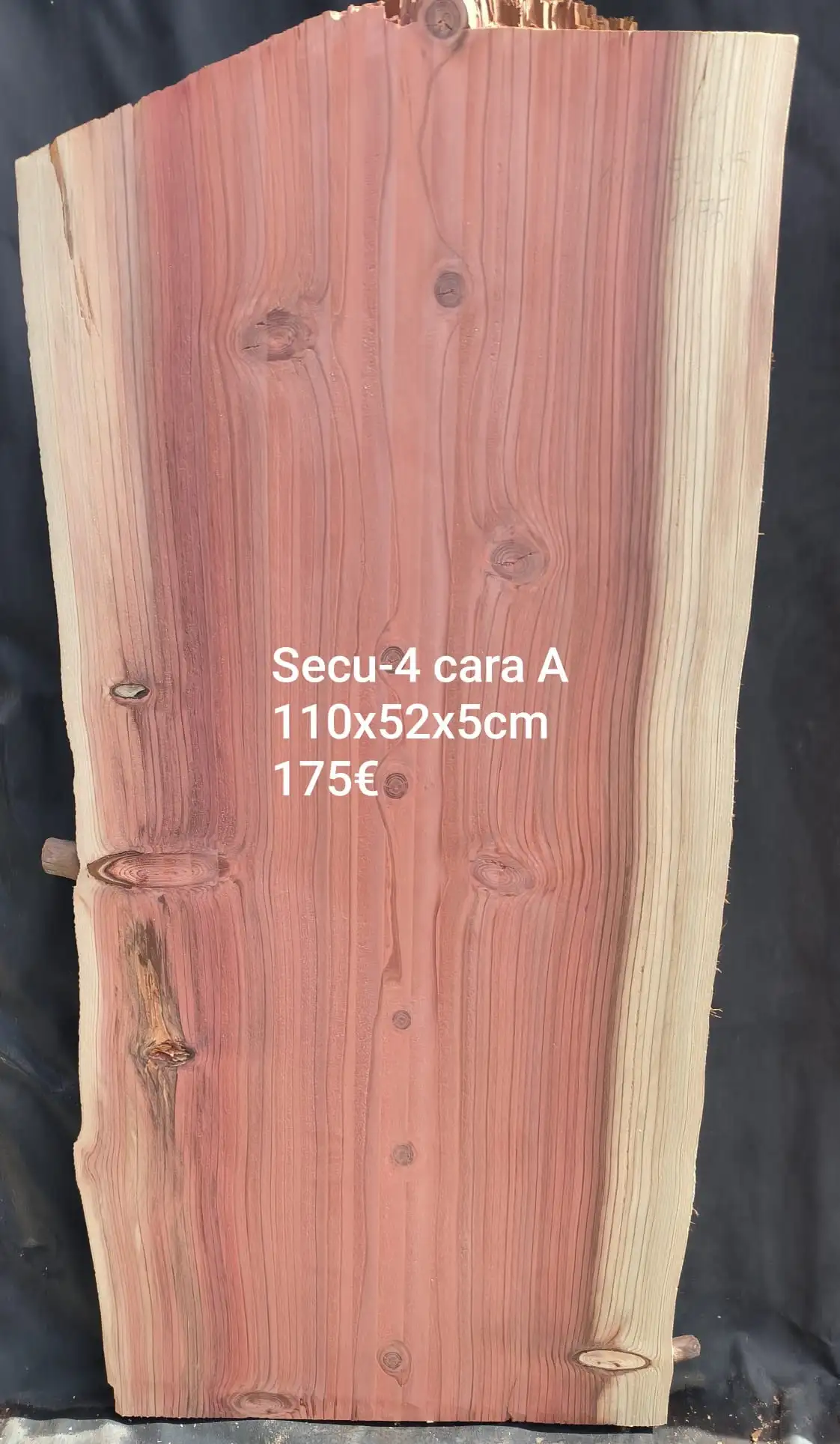 Tablón "Slab" madera de SECUOYA con medidas 1100x520x50 mm