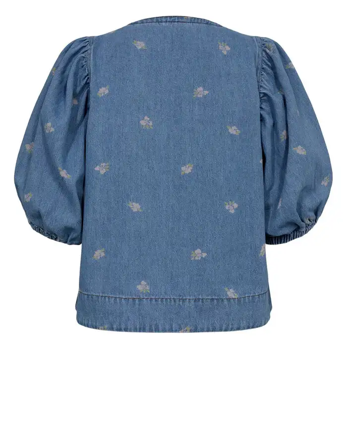 Camisa manga abullonada azul - Imagen 7