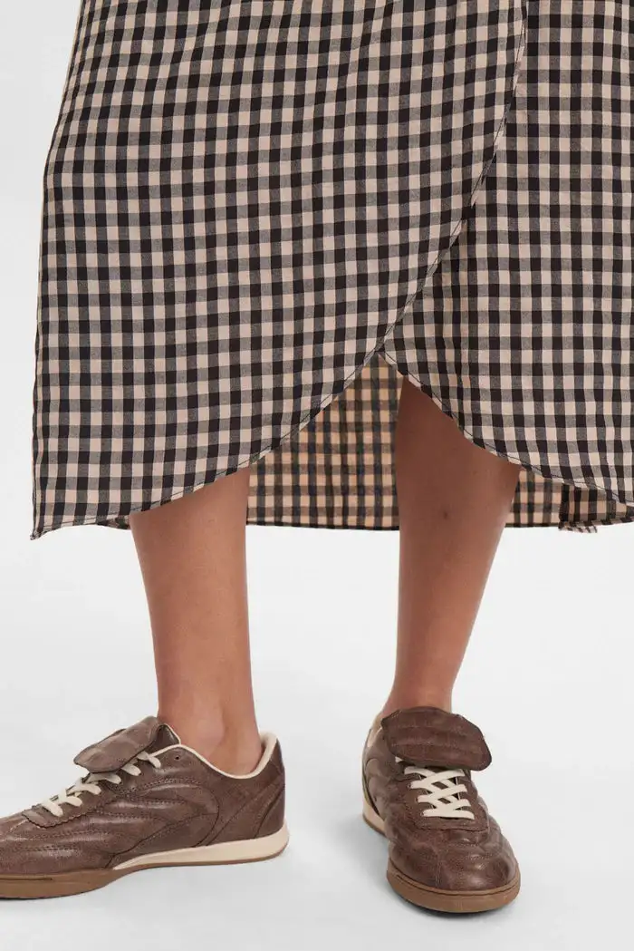 Falda midi vichy marron - Imagen 5