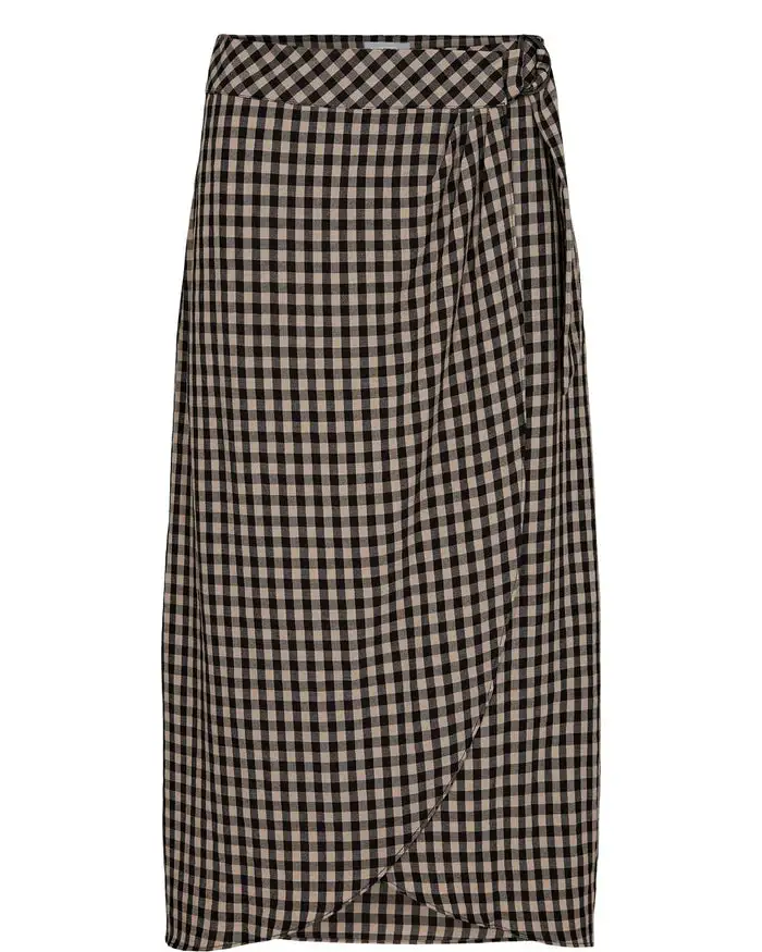 Falda midi vichy marron - Imagen 6