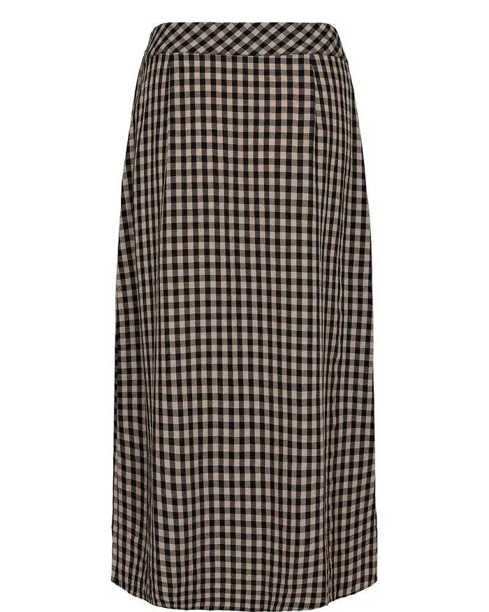 Falda midi vichy marron - Imagen 7