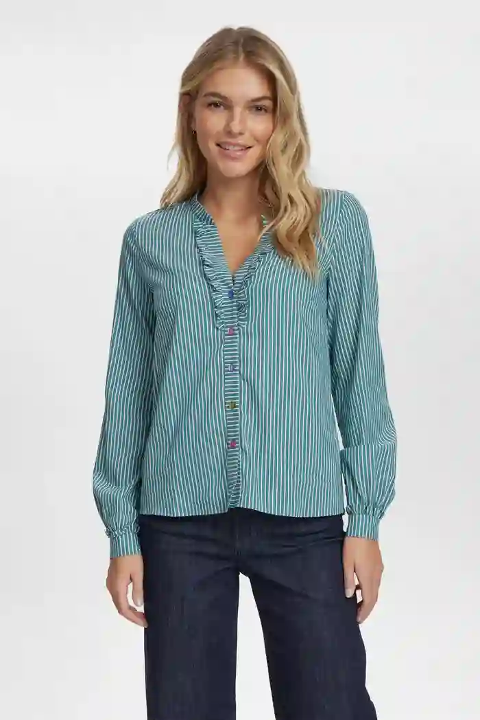 Camisa Algodón rayas verde