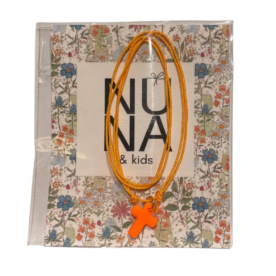 Neon orange cross necklace