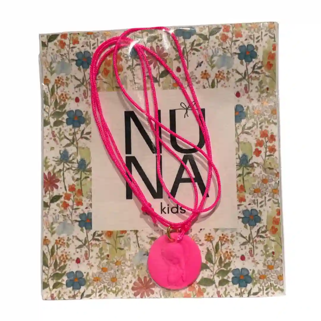 Neon pink virgin medal necklace