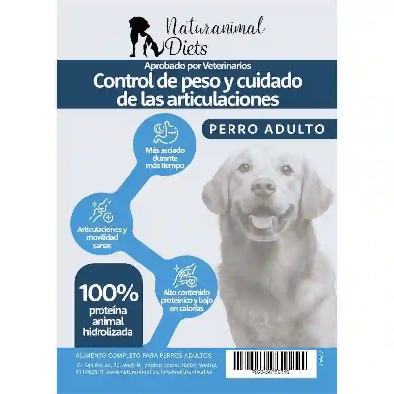Naturanimal Diets Peptide+ Perro Adulto Control de Peso y Cuidado de las Articulaciones 1,5Kg