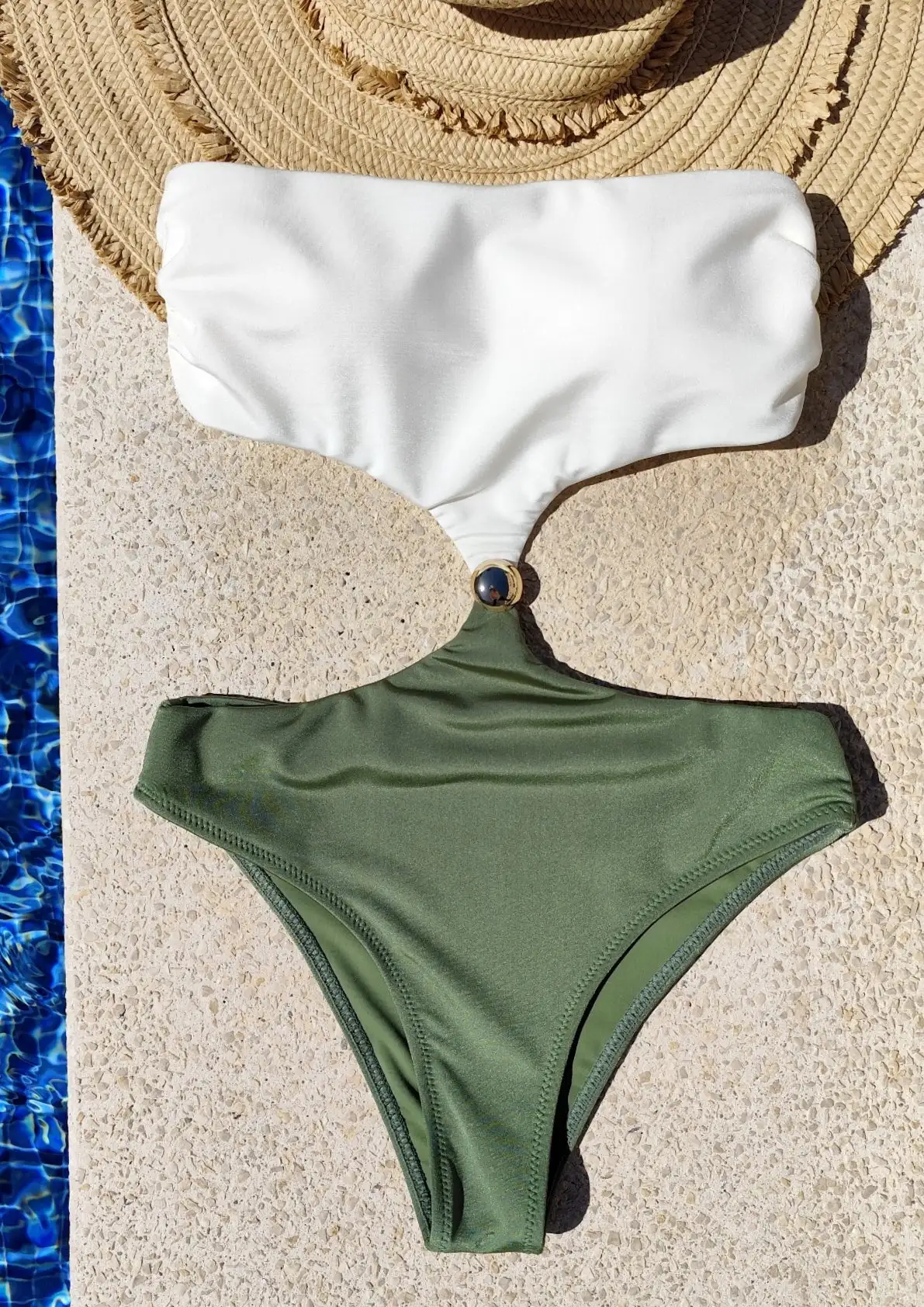 NC-0016 / Bañador Carolina perla-naranja🤍🧡 - Imagen 3