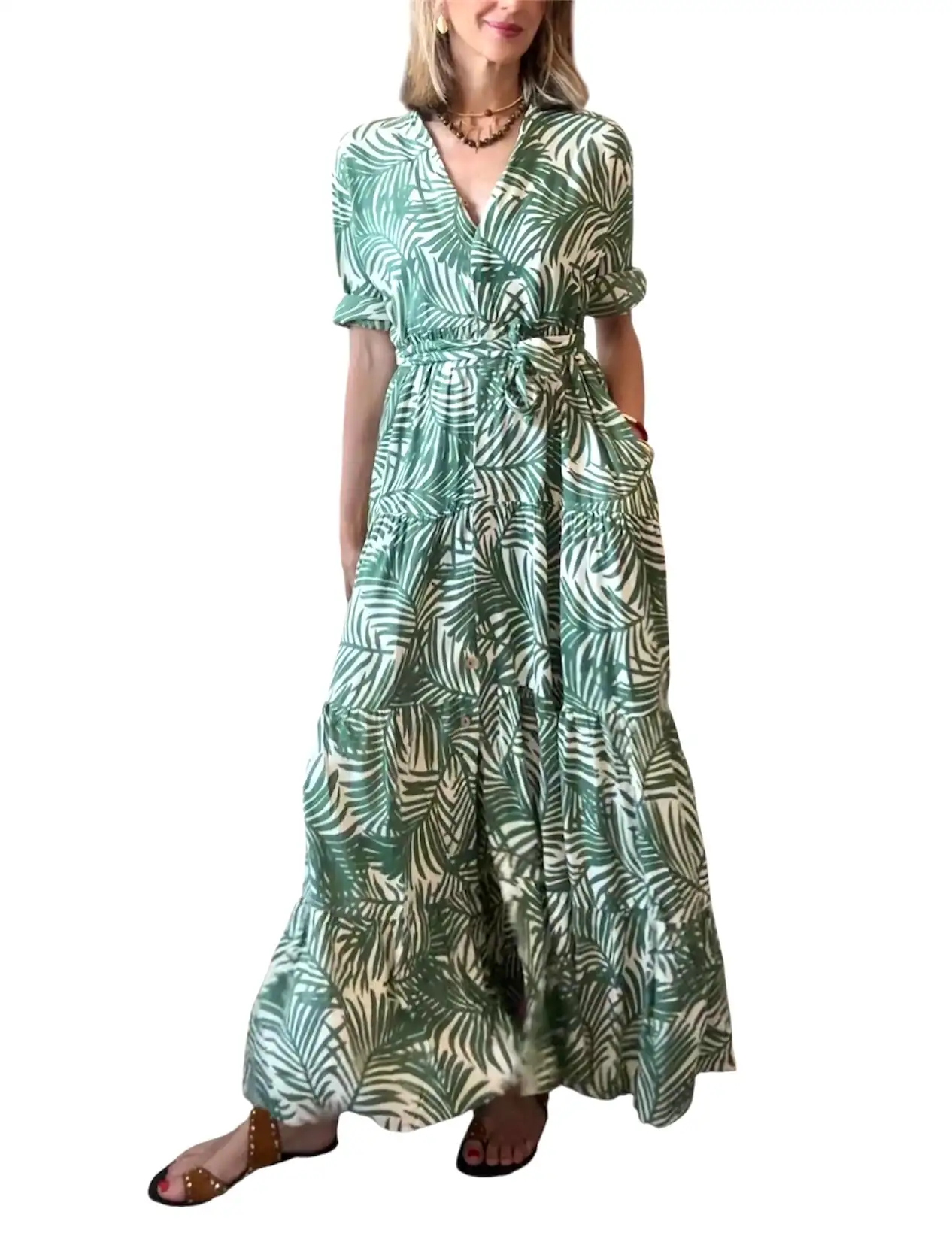 Vestido camisero verde - Imagen 2