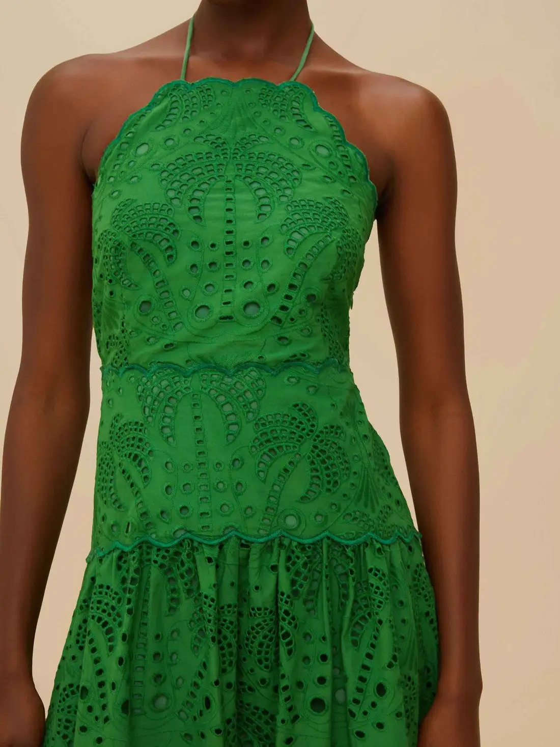 Green Palm Tree Eyelet Midi Dress - Imagen 2