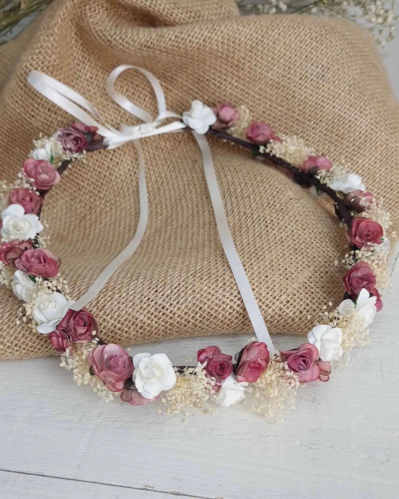 CORONA DOUBLE ROSA FLOWERS 2 COLORS